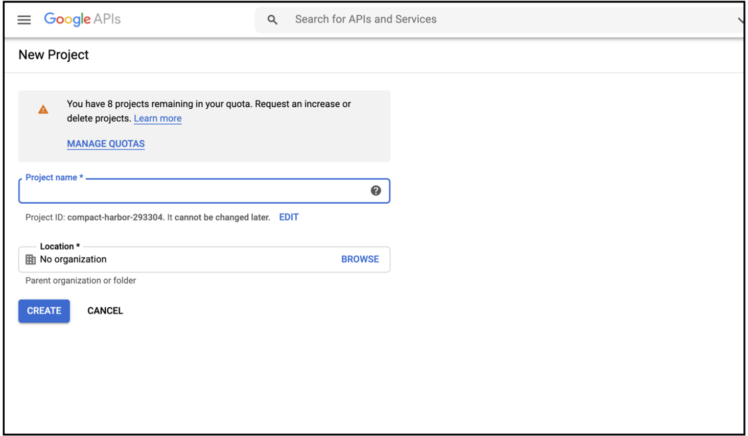 Google Project Creation 
