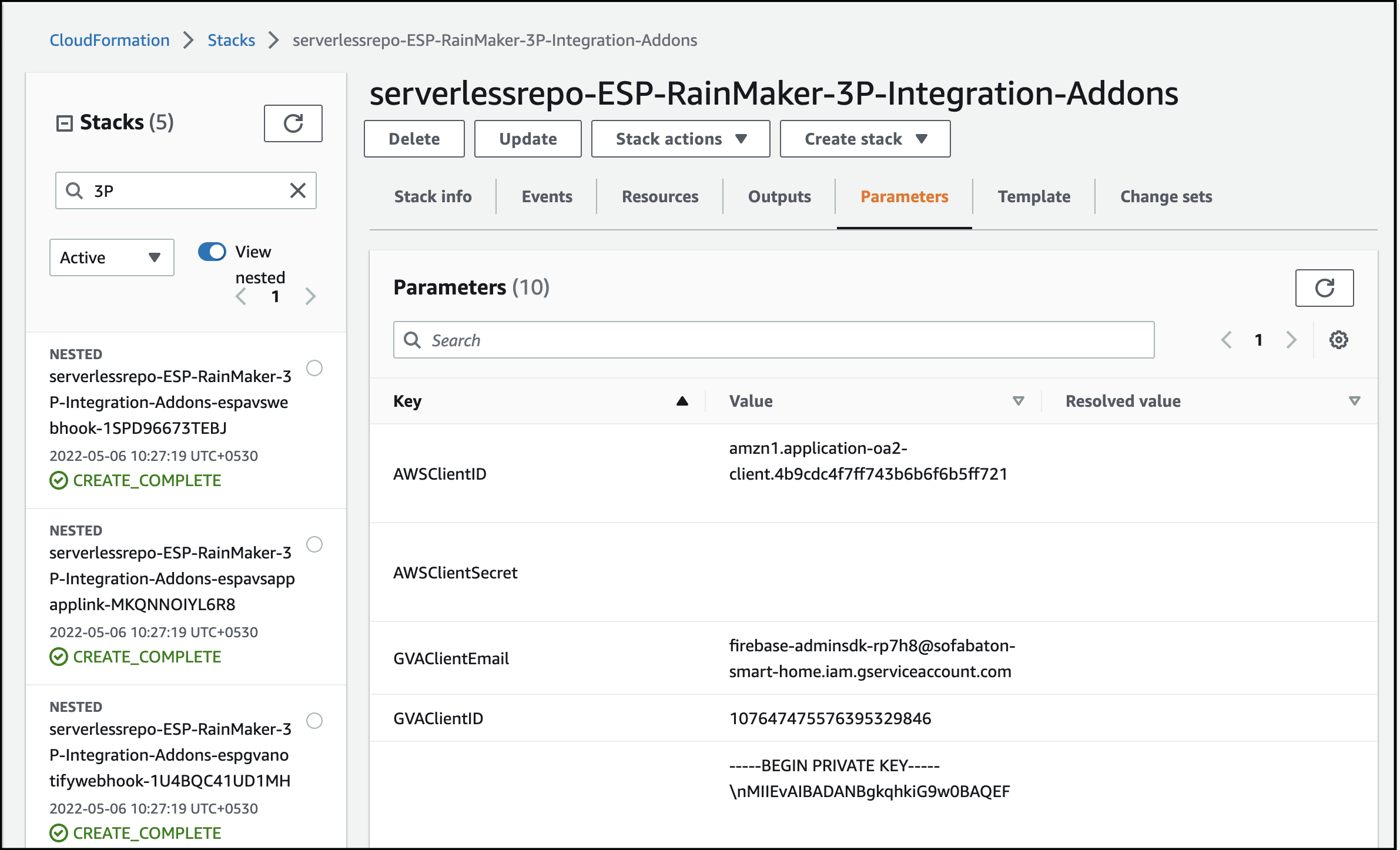 Cloudfromation stack parameters